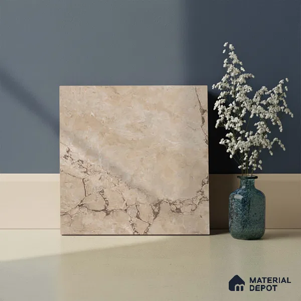 Brown Marble Floor Tile TL 06734 C Lustra Tuscan Walnutwalk 12 Inch x 12 Inch Ceramic Carving Matte Finish - 9 mm |  | Suitable for Living Room, Bedroom, Bathroom