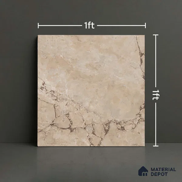 Brown Marble Floor Tile TL 06734 C Lustra Tuscan Walnutwalk 12 Inch x 12 Inch Ceramic Carving Matte Finish - 9 mm |  | Suitable for Living Room, Bedroom, Bathroom