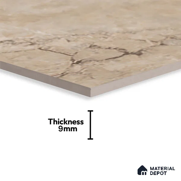Brown Marble Floor Tile TL 06734 C Lustra Tuscan Walnutwalk 12 Inch x 12 Inch Ceramic Carving Matte Finish - 9 mm |  | Suitable for Living Room, Bedroom, Bathroom