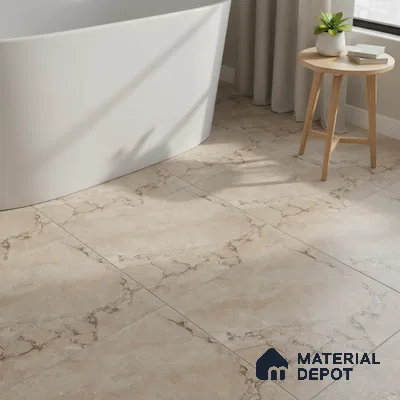 Brown Marble Floor Tile TL 06734 C Lustra Tuscan Walnutwalk 12 Inch x 12 Inch Ceramic Carving Matte Finish - 9 mm |  | Suitable for Living Room, Bedroom, Bathroom