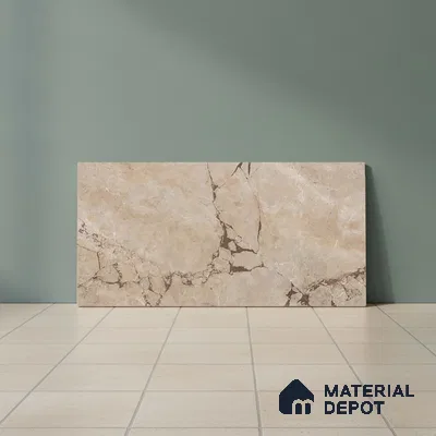 Brown Marble Wall Tile TL 06734 Lustra Tuscan Walnut 2 ft x 1 ft Ceramic Carving Satin Finish - 9 mm |  | Suitable for Living Room, Bedroom, Bathroom