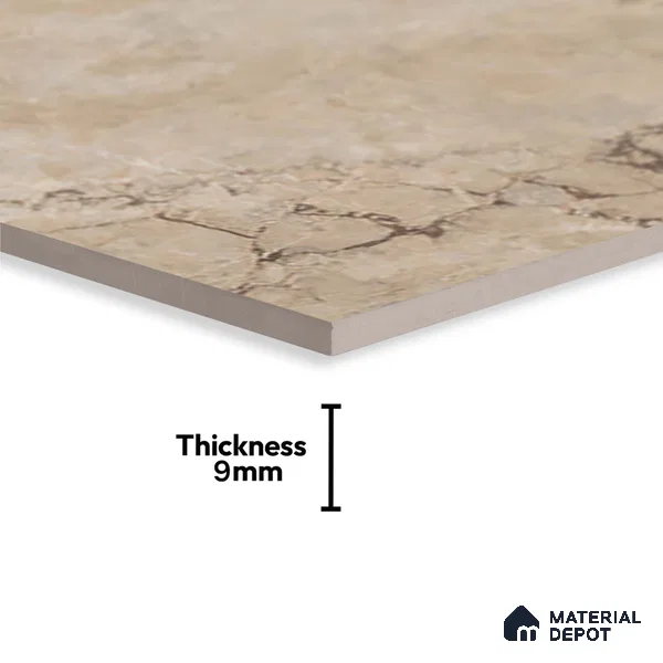 Brown Marble Wall Tile TL 06734 Lustra Tuscan Walnut 2 ft x 1 ft Ceramic Carving Satin Finish - 9 mm | | Suitable for Living Room, Bedroom, Bathroom