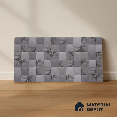 Highlighter Wall Tile TL 06736 B Lustra Cirque Ash 2 ft x 1 ft Ceramic Carving Satin Finish - 9 mm | Suitable For Kitchen, Bathroom, Balcony & Accent/Feature Wall