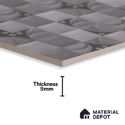Highlighter Wall Tile TL 06736 B Lustra Cirque Ash 2 ft x 1 ft Ceramic Carving Satin Finish - 9 mm | Suitable For Kitchen, Bathroom, Balcony & Accent/Feature Wall