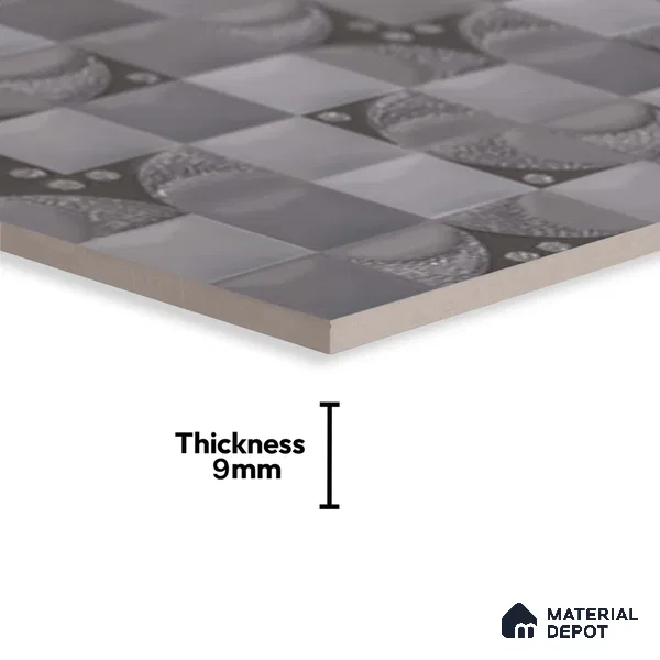 Highlighter Wall Tile TL 06736 B Lustra Cirque Ash 2 ft x 1 ft Ceramic Carving Satin Finish - 9 mm | Suitable For Kitchen, Bathroom, Balcony & Accent/Feature Wall