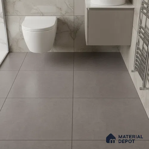 Grey Plain Floor Tile TL 06736 C Lustra Ashen Path 12 Inch x 12 Inch Ceramic Carving Matte Finish - 9 mm |  | Suitable for Living Room, Bedroom, Bathroom