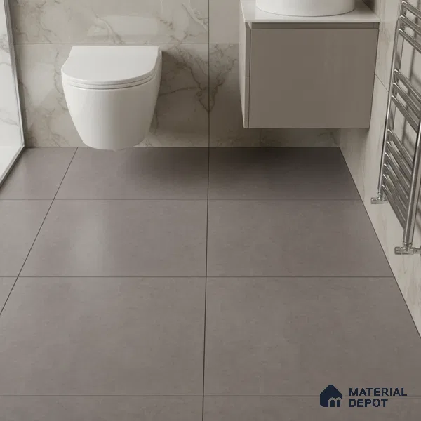 Grey Plain Floor Tile TL 06736 C Lustra Ashen Path 12 Inch x 12 Inch Ceramic Carving Matte Finish - 9 mm | | Suitable for Living Room, Bedroom, Bathroom