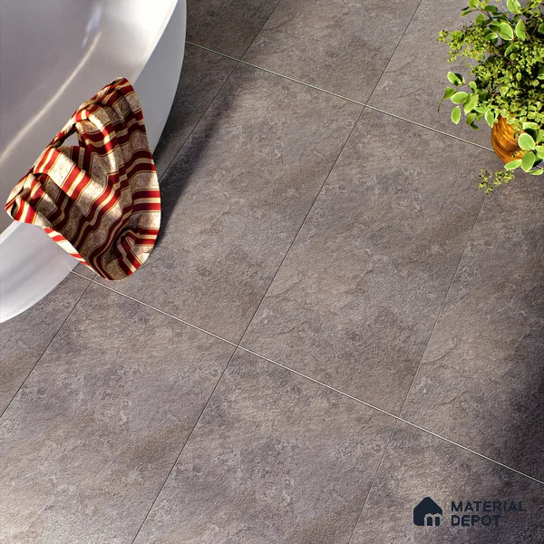 Grey Stone Floor & Wall Tile TL 06737 Gravier Phantom Mist 4 ft x 2 ft Vitrified Carving Matte Finish - 9 mm | 8 Random Design | Suitable for Living Room, Bedroom, Bathroom