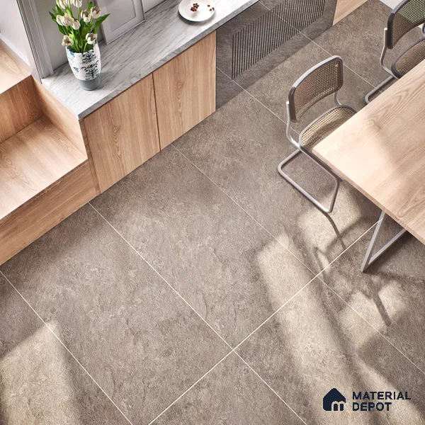 Grey Stone Floor & Wall Tile TL 06737 Gravier Phantom Mist 4 ft x 2 ft Vitrified Carving Matte Finish - 9 mm | 8 Random Design | Suitable for Living Room, Bedroom, Bathroom