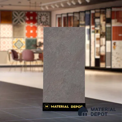 Grey Stone Floor & Wall Tile TL 06737 Gravier Phantom Mist 4 ft x 2 ft Vitrified Carving Matte Finish - 9 mm | 8 Random Design | Suitable for Living Room, Bedroom, Bathroom