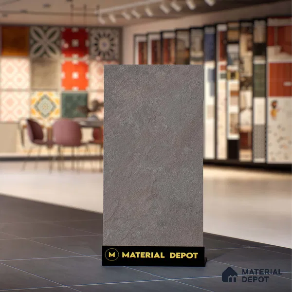 Grey Stone Floor & Wall Tile TL 06737 Gravier Phantom Mist 4 ft x 2 ft Vitrified Carving Matte Finish - 9 mm | 8 Random Design | Suitable for Living Room, Bedroom, Bathroom