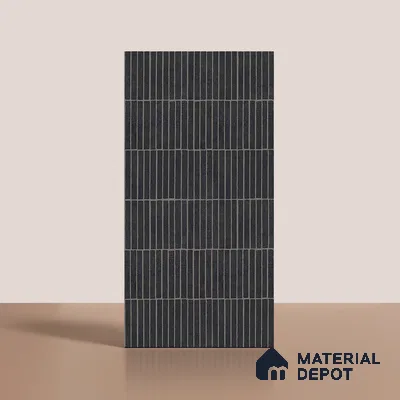 Black Highlighter Wall Tile TL 06738 B Gravier Obsidian Concrete Etch 4 ft x 2 ft Vitrified Carving Matte Finish - 9 mm | Suitable For Bathroom, Accent/Feature Wall, Balcony