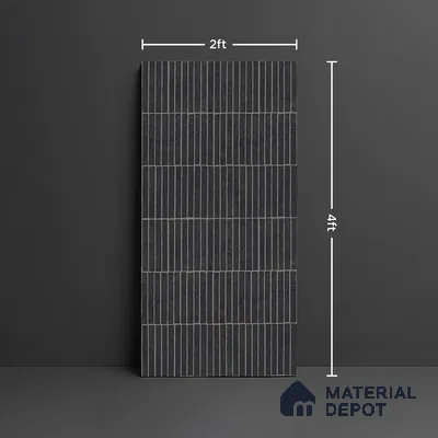 Black Highlighter Wall Tile TL 06738 B Gravier Obsidian Concrete Etch 4 ft x 2 ft Vitrified Carving Matte Finish - 9 mm | Suitable For Bathroom, Accent/Feature Wall, Balcony