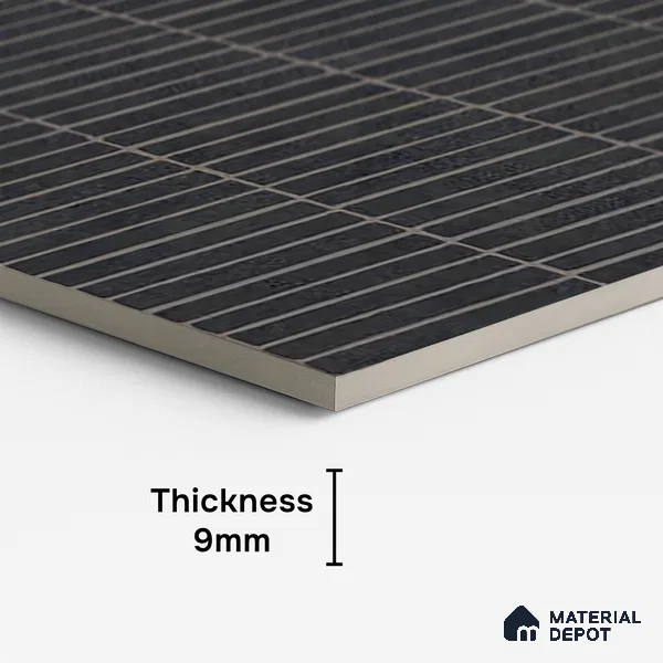 Black Highlighter Wall Tile TL 06738 B Gravier Obsidian Concrete Etch 4 ft x 2 ft Vitrified Carving Matte Finish - 9 mm | Suitable For Bathroom, Accent/Feature Wall, Balcony