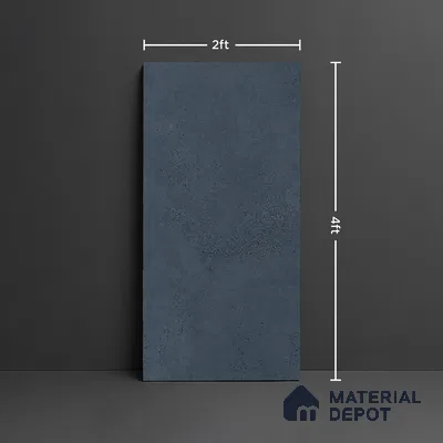 Blue Stone Floor & Wall Tile TL 06738 C Gravier Indigo Concrete 4 ft x 2 ft Vitrified Carving Matte Finish - 9 mm | 8 Random Design | Suitable for Living Room, Bedroom, Bathroom