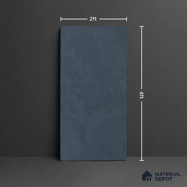 Blue Stone Floor & Wall Tile TL 06738 C Gravier Indigo Concrete 4 ft x 2 ft Vitrified Carving Matte Finish - 9 mm | 8 Random Design | Suitable for Living Room, Bedroom, Bathroom