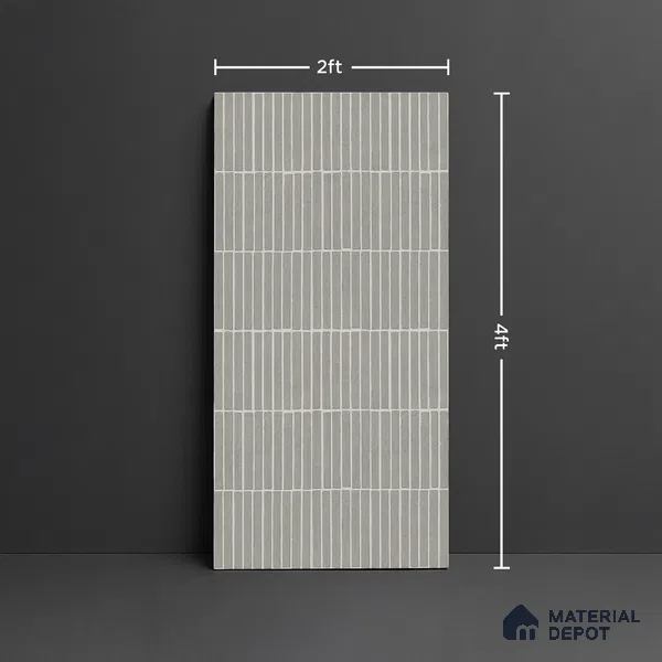 Grey Highlighter Wall Tile TL 06738 F Gravier Smokestone Concrete Etch 4 ft x 2 ft Vitrified Carving Matte Finish - 9 mm | Suitable For Bathroom, Accent/Feature Wall, Balcony