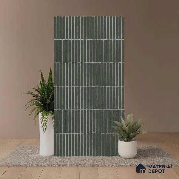 Green Highlighter Wall Tile TL 06738 H Gravier Verdant Haze Etch 4 ft x 2 ft Vitrified Carving Matte Finish - 9 mm | Suitable For Bathroom, Accent/Feature Wall, Balcony
