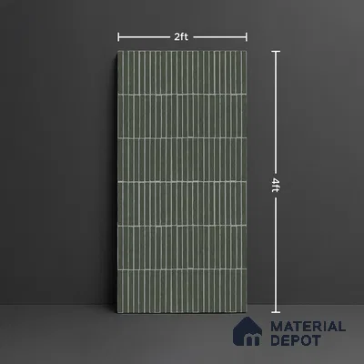 Green Highlighter Wall Tile TL 06738 H Gravier Verdant Haze Etch 4 ft x 2 ft Vitrified Carving Matte Finish - 9 mm | Suitable For Bathroom, Accent/Feature Wall, Balcony