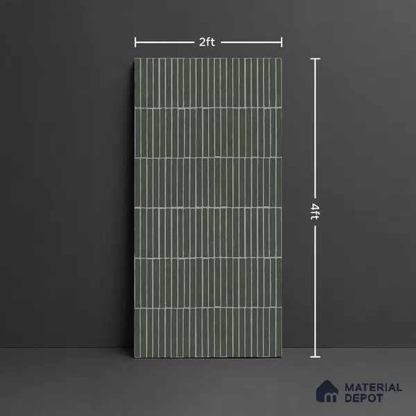 Green Highlighter Wall Tile TL 06738 H Gravier Verdant Haze Etch 4 ft x 2 ft Vitrified Carving Matte Finish - 9 mm | Suitable For Bathroom, Accent/Feature Wall, Balcony