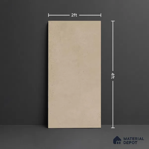 Beige Stone Floor & Wall Tile TL 06738 K Gravier Solarstone Concrete 4 ft x 2 ft Vitrified Carving Matte Finish - 9 mm | 8 Random Design | Suitable for Living Room, Bedroom, Bathroom