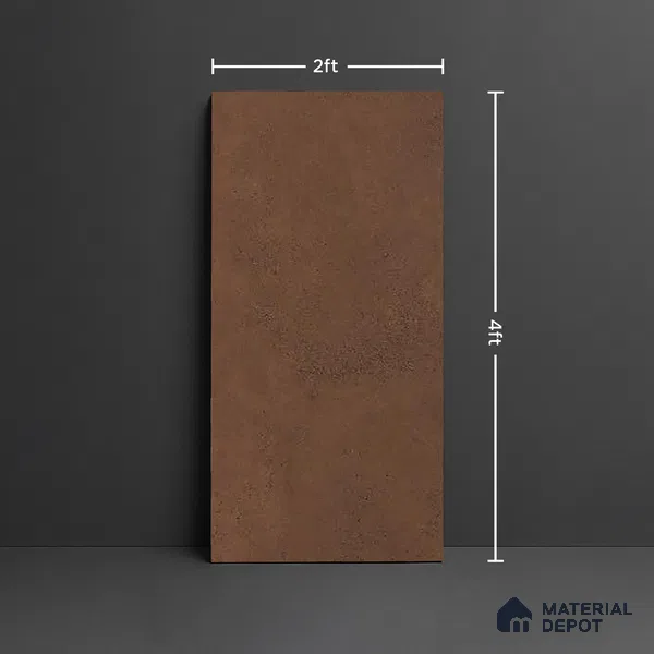 Brown Stone Floor & Wall Tile TL 06738 M Gravier Emberstone Concrete 4 ft x 2 ft Vitrified Carving Matte Finish - 9 mm | 8 Random Design | Suitable for Living Room, Bedroom, Bathroom