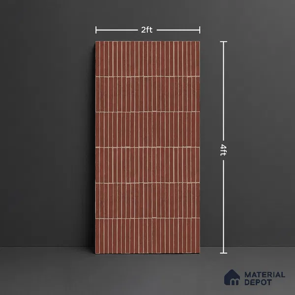 Brown Highlighter Wall Tile TL 06738 R Gravier Terra Brickstone Etch 4 ft x 2 ft Vitrified Carving Matte Finish - 9 mm | Suitable For Bathroom, Accent/Feature Wall, Balcony