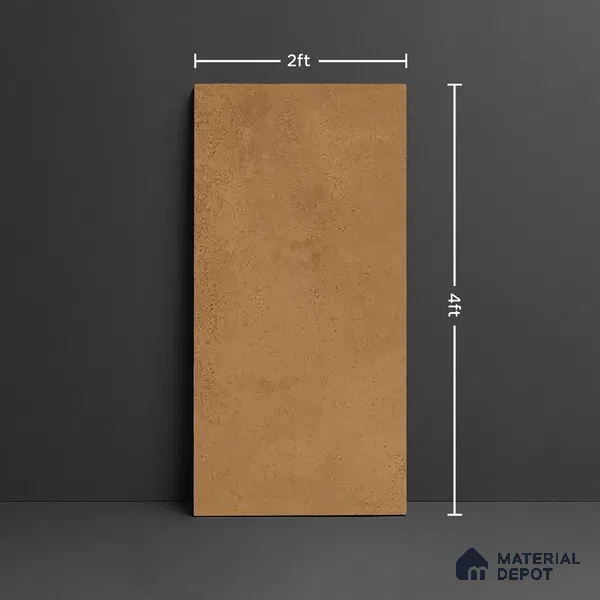 Brown Stone Floor & Wall Tile TL 06738 S Gravier Desertstone Concrete 4 ft x 2 ft Vitrified Carving Matte Finish - 9 mm | 8 Random Design | Suitable for Living Room, Bedroom, Bathroom