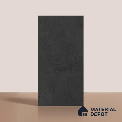 Black Stone Floor & Wall Tile TL 06738 Gravier Obsidian Concrete 4 ft x 2 ft Vitrified Carving Matte Finish - 9 mm | 8 Random Design | Suitable for Living Room, Bedroom, Bathroom
