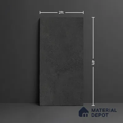 Black Stone Floor & Wall Tile TL 06738 Gravier Obsidian Concrete 4 ft x 2 ft Vitrified Carving Matte Finish - 9 mm | 8 Random Design | Suitable for Living Room, Bedroom, Bathroom