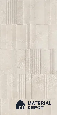 Grey Highlighter Wall Tile TL 06739 D Gravier Moonlit Crème Etch 4 ft x 2 ft Vitrified Carving Matte Finish - 9 mm | 8 Random Design | Suitable For Bathroom, Accent/Feature Wall, Balcony