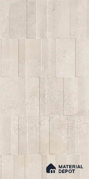 Grey Highlighter Wall Tile TL 06739 D Gravier Moonlit Crème Etch 4 ft x 2 ft Vitrified Carving Matte Finish - 9 mm | 8 Random Design | Suitable For Bathroom, Accent/Feature Wall, Balcony