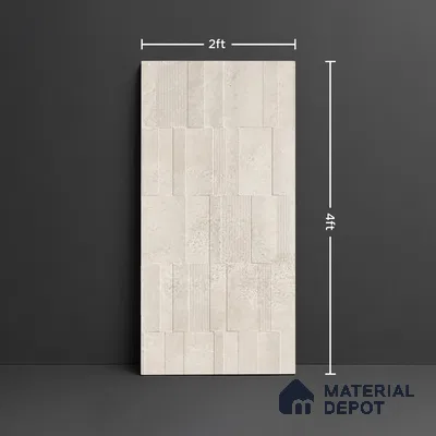 Grey Highlighter Wall Tile TL 06739 D Gravier Moonlit Crème Etch 4 ft x 2 ft Vitrified Carving Matte Finish - 9 mm | 8 Random Design | Suitable For Bathroom, Accent/Feature Wall, Balcony