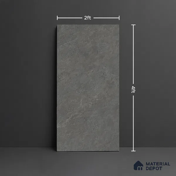 Grey Stone Floor & Wall Tile TL 06739 E Gravier Cosmic Obsidian 4 ft x 2 ft Vitrified Carving Matte Finish - 9 mm | 8 Random Design | Suitable for Living Room, Bedroom, Bathroom