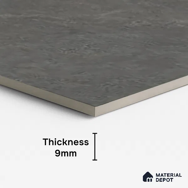 Grey Stone Floor & Wall Tile TL 06739 E Gravier Cosmic Obsidian 4 ft x 2 ft Vitrified Carving Matte Finish - 9 mm | 8 Random Design | Suitable for Living Room, Bedroom, Bathroom