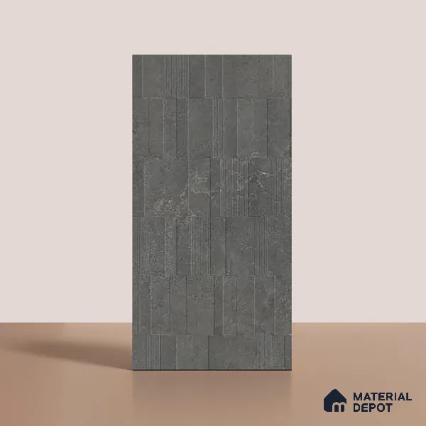 Grey Highlighter Wall Tile TL 06739 F Gravier Cosmic Obsidian Etch 4 ft x 2 ft Vitrified Carving Matte Finish - 9 mm | 8 Random Design | Suitable For Bathroom, Accent/Feature Wall, Balcony