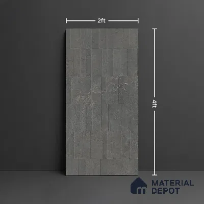 Grey Highlighter Wall Tile TL 06739 F Gravier Cosmic Obsidian Etch 4 ft x 2 ft Vitrified Carving Matte Finish - 9 mm | 8 Random Design | Suitable For Bathroom, Accent/Feature Wall, Balcony