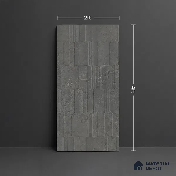 Grey Highlighter Wall Tile TL 06739 F Gravier Cosmic Obsidian Etch 4 ft x 2 ft Vitrified Carving Matte Finish - 9 mm | 8 Random Design | Suitable For Bathroom, Accent/Feature Wall, Balcony