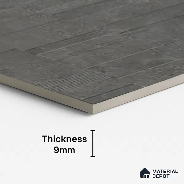 Grey Highlighter Wall Tile TL 06739 F Gravier Cosmic Obsidian Etch 4 ft x 2 ft Vitrified Carving Matte Finish - 9 mm | 8 Random Design | Suitable For Bathroom, Accent/Feature Wall, Balcony