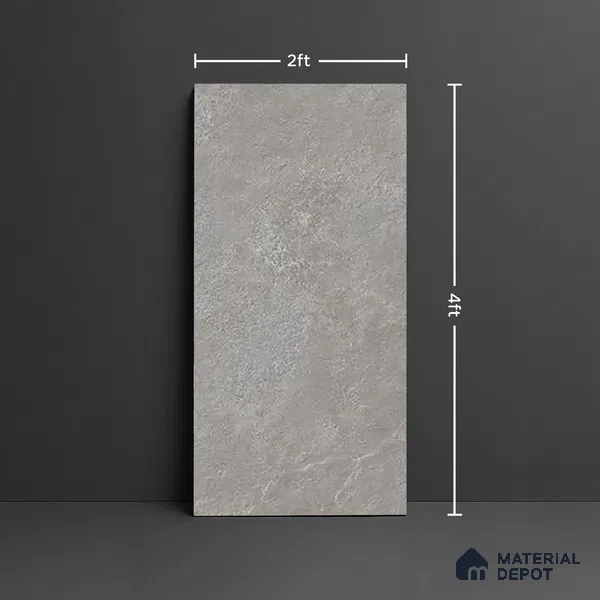 Grey Stone Floor & Wall Tile TL 06739 G Gravier Astral Grey 4 ft x 2 ft Vitrified Carving Matte Finish - 9 mm | 8 Random Design | Suitable for Living Room, Bedroom, Bathroom