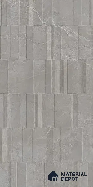 Grey Highlighter Wall Tile TL 06739 H Gravier Astral Grey Etch 4 ft x 2 ft Vitrified Carving Matte Finish - 9 mm | 8 Random Design | Suitable For Bathroom, Accent/Feature Wall, Balcony