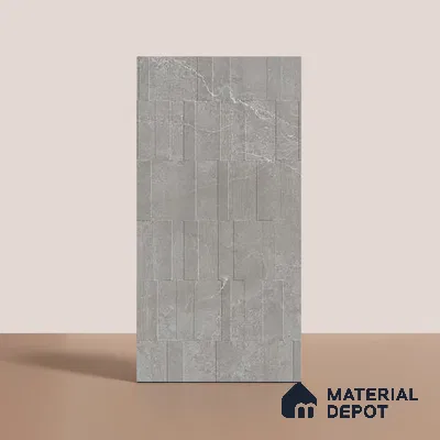 Grey Highlighter Wall Tile TL 06739 H Gravier Astral Grey Etch 4 ft x 2 ft Vitrified Carving Matte Finish - 9 mm | 8 Random Design | Suitable For Bathroom, Accent/Feature Wall, Balcony