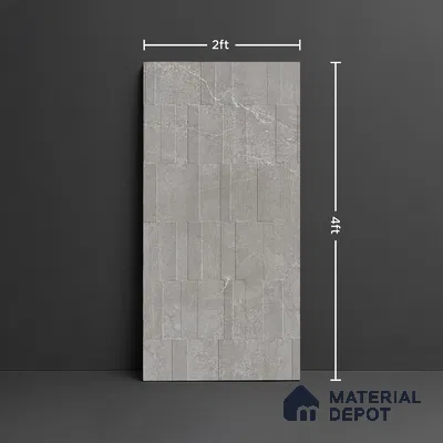 Grey Highlighter Wall Tile TL 06739 H Gravier Astral Grey Etch 4 ft x 2 ft Vitrified Carving Matte Finish - 9 mm | 8 Random Design | Suitable For Bathroom, Accent/Feature Wall, Balcony