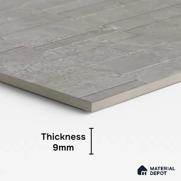 Grey Highlighter Wall Tile TL 06739 H Gravier Astral Grey Etch 4 ft x 2 ft Vitrified Carving Matte Finish - 9 mm | 8 Random Design | Suitable For Bathroom, Accent/Feature Wall, Balcony
