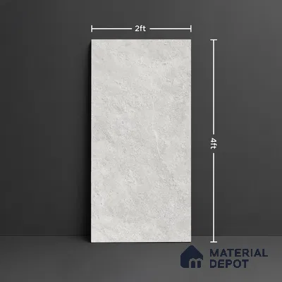 Grey Stone Floor & Wall Tile TL 06739 I Gravier Stellar Bianco 4 ft x 2 ft Vitrified Carving Matte Finish - 9 mm | 8 Random Design | Suitable for Living Room, Bedroom, Bathroom