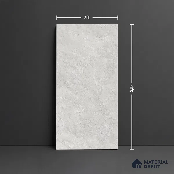Grey Stone Floor & Wall Tile TL 06739 I Gravier Stellar Bianco 4 ft x 2 ft Vitrified Carving Matte Finish - 9 mm | 8 Random Design | Suitable for Living Room, Bedroom, Bathroom