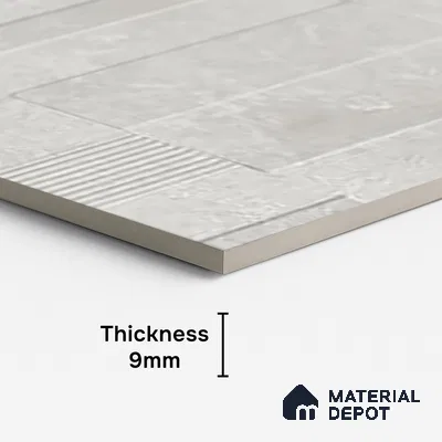 Grey Highlighter Wall Tile TL 06739 J Gravier Stellar Bianco Etch 4 ft x 2 ft Vitrified Carving Matte Finish - 9 mm | 8 Random Design | Suitable For Bathroom, Accent/Feature Wall, Balcony