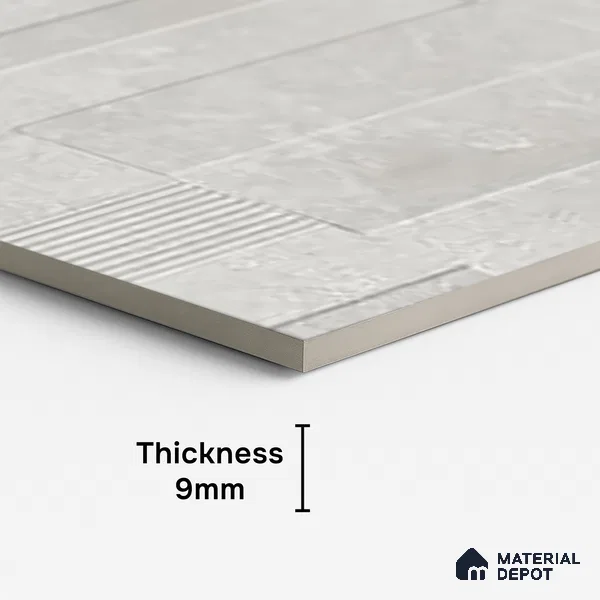 Grey Highlighter Wall Tile TL 06739 J Gravier Stellar Bianco Etch 4 ft x 2 ft Vitrified Carving Matte Finish - 9 mm | 8 Random Design | Suitable For Bathroom, Accent/Feature Wall, Balcony