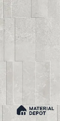 Grey Highlighter Wall Tile TL 06739 J Gravier Stellar Bianco Etch 4 ft x 2 ft Vitrified Carving Matte Finish - 9 mm | 8 Random Design | Suitable For Bathroom, Accent/Feature Wall, Balcony