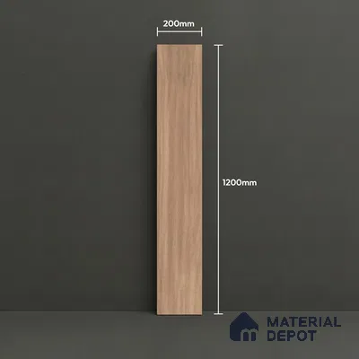 Brown Wood Floor Tile TL 06740 B Gravier Alpine Earth 1200x195 mm Vitrified Carving Matte Finish - 9 mm | 6 Random Design | Suitable for Living Room, Bedroom, Bathroom | 2-3 mm Spacer is Mandatory